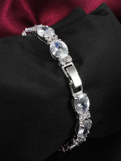 SANTIAGO Exquisite Platinum Plated Geometric Zircon Bracelet 1