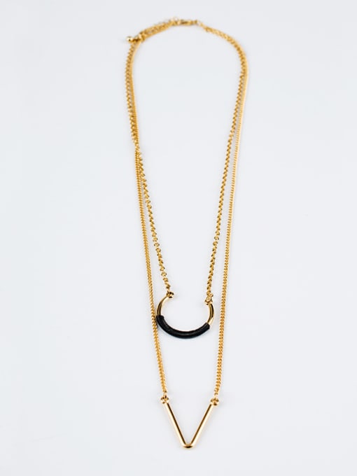 Lang Tony All-match V Shaped Double Layer Necklace