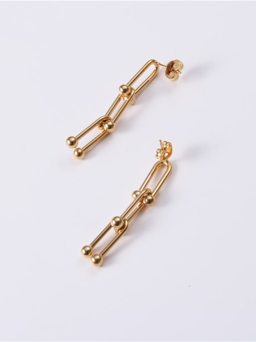 GROSE Titanium With Gold Plated Simplistic Charm Drop Earrings 2