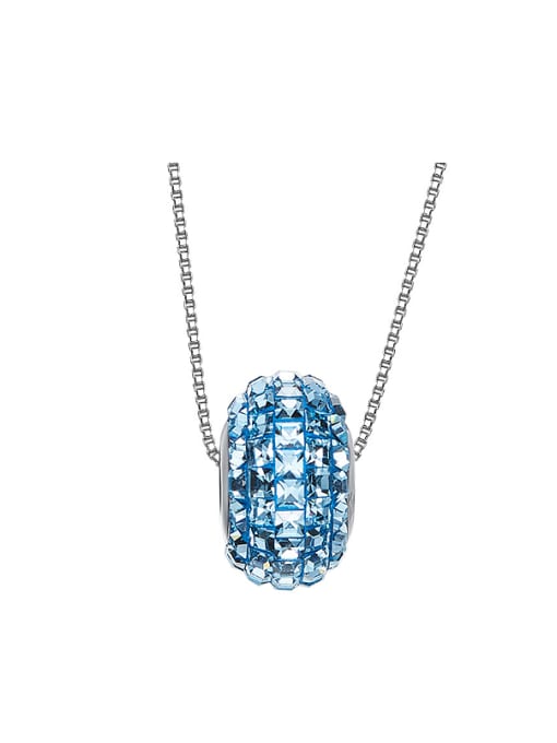 Blue Simple austrian Crystals Oblate Bead Necklace