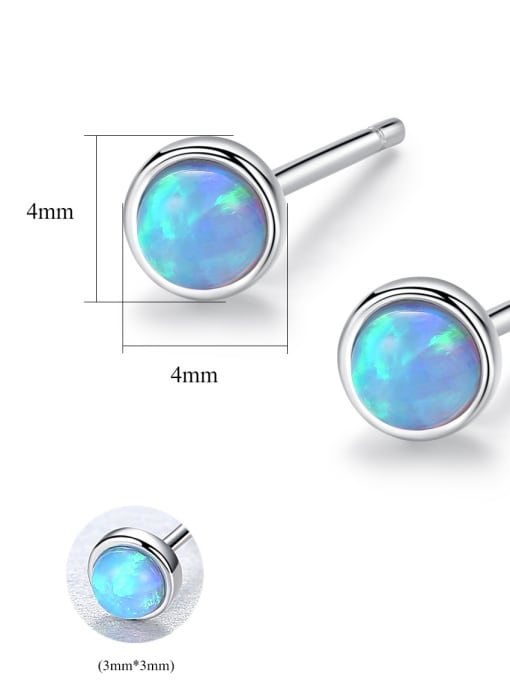 CCUI Sterling Silver Compact Round Opal Earrings 3