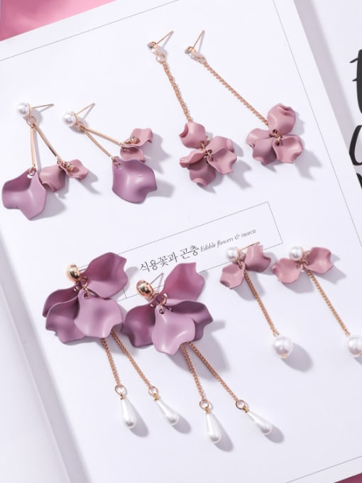 Girlhood Alloy With Gold Plated Romantic Flower Drop Earrings 0