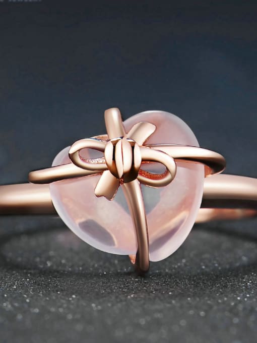 ZK Natural Pink Crystal Heart-shape Rose Gold Plated Ring 1