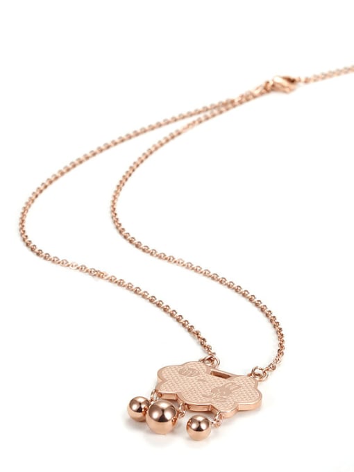 Rose Gold Chinese Wind Lock Stainless Steel Rose Gold Rabbit Necklace