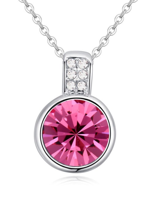 hot pink Simple Cubic austrian Crystals Platinum Plated Alloy Necklace