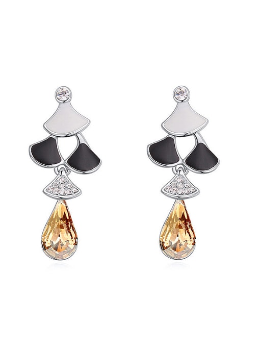 yellow Exquisite Personalized Water Drop austrian Crystals Alloy Earrings