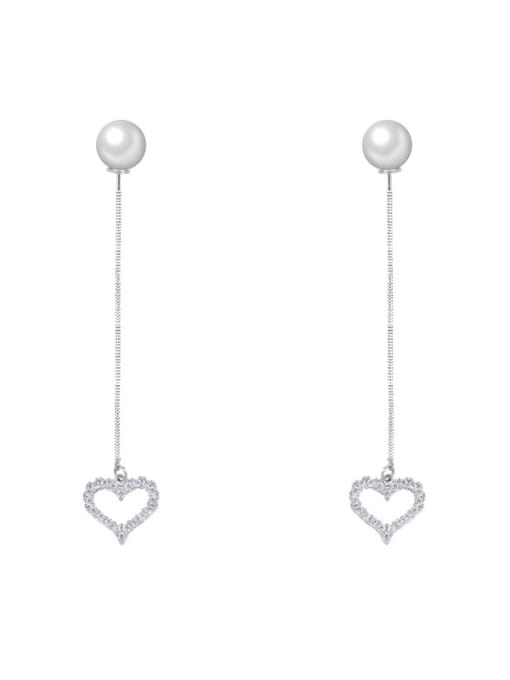 platinum Copper With Platinum Plated Simplistic Heart Threader Earrings