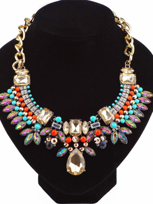 Qunqiu Personalized Exaggerated Stones-covered Alloy Necklace 0