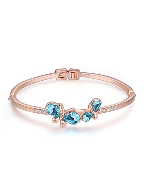 light blue Fashion Double Butterfly austrian Crystals Alloy Bangle