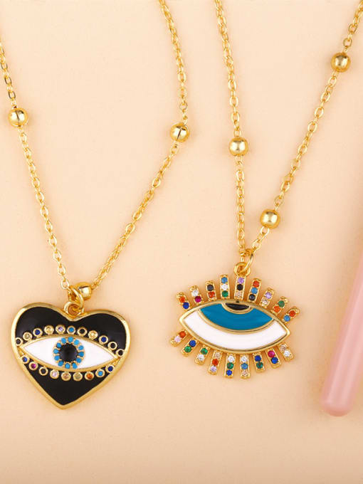 CC Copper With Enamel Trendy Evil Eye Necklaces 3