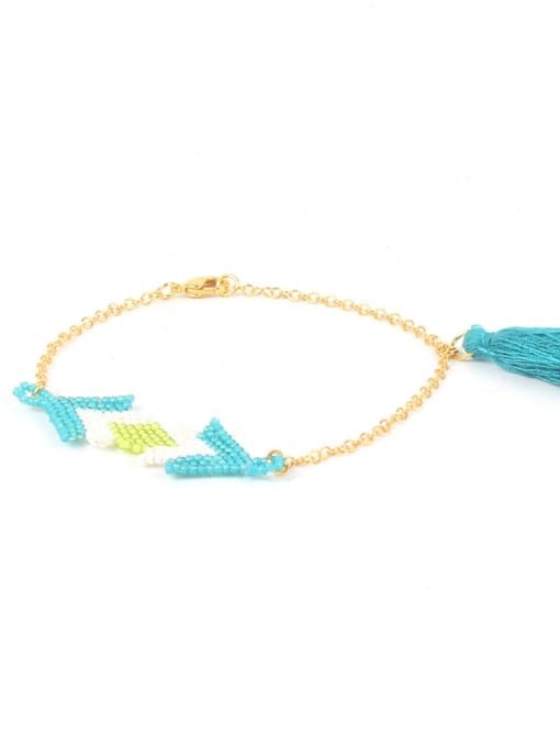 HB544-C Retro Style Colorful Glass Beads Handmade Bracelet
