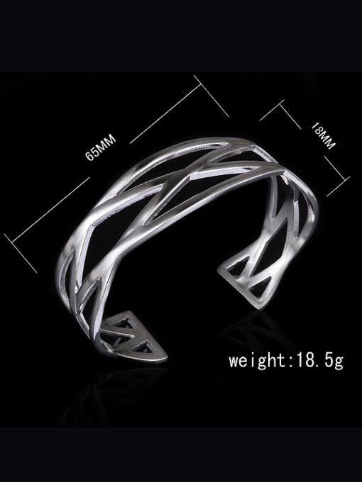 Ya Heng Simple Hollow Silver Plated Copper Opening Bangle 4