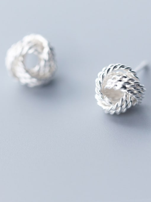 Rosh 925 Sterling Silver With  Cute  Multi-layer twist winding ball Stud Earrings 0