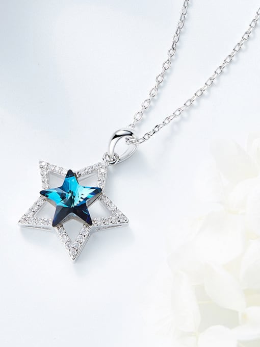 CEIDAI Fashion Hollow Star austrian Crystal Pendant Copper Necklace 2