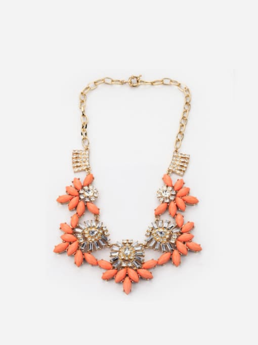 KM Fashion Artificial Stones Flower Shaped Alloy Necklace 0