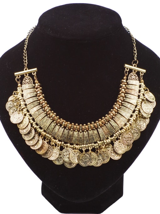 Antique Bronze Exaggerated Retro style Little Coins Tassels Alloy Necklace