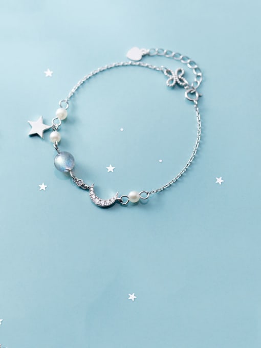 Rosh 925 Sterling Silver With Platinum Plated Trendy Moon Bracelets