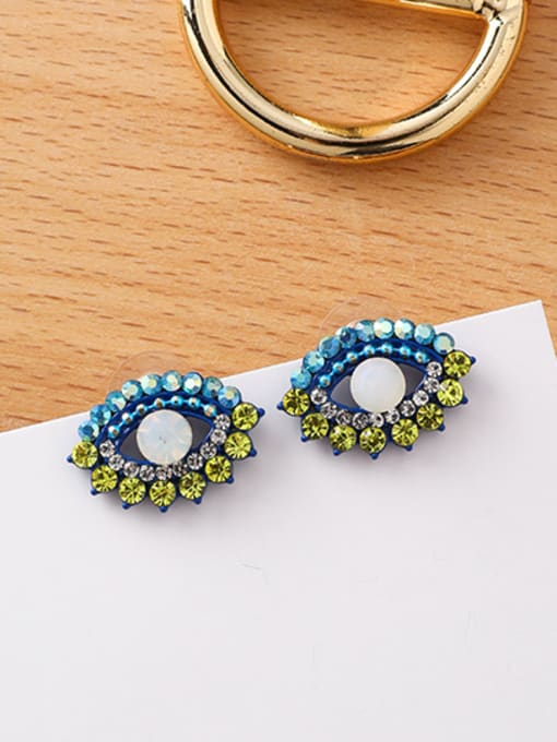B Blue Alloy With Rose Gold Plated Simplistic Evil Eye Stud Earrings