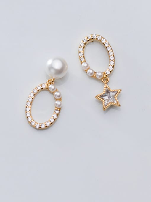 Rosh 925 Sterling Silver With Gold Plated Personality Star Drop Earrings 0