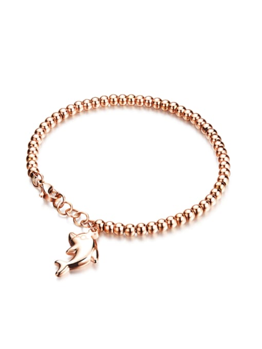 Rose Gold Fashion Beads Dolphin Titanium Bracelet