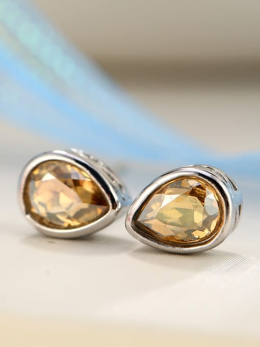 Gold Copper Alloy White Gold Plated Water Drop Artificial Crystal stud Earring