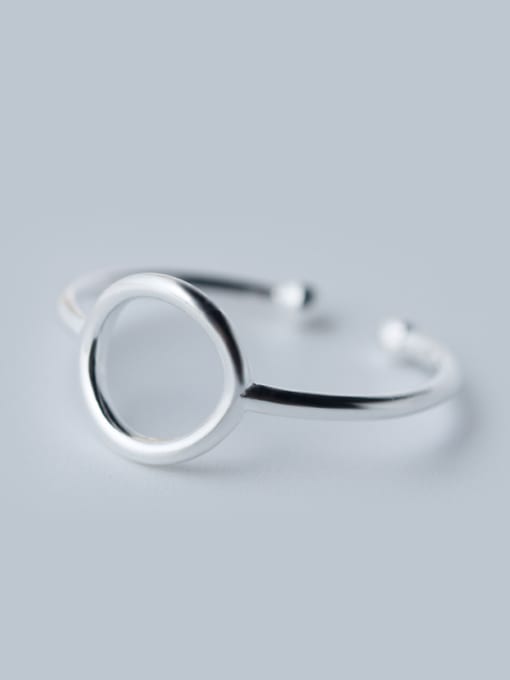 Rosh S925 Silver  Simple Circular Opening Ring 1