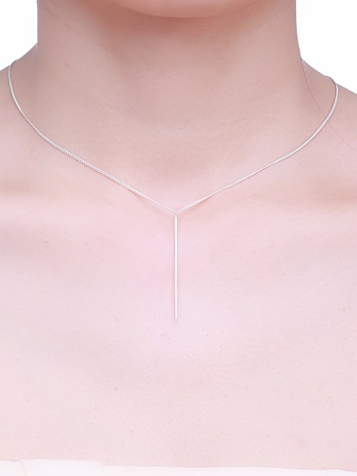 One Silver Straight Rod Shaped Necklace 1