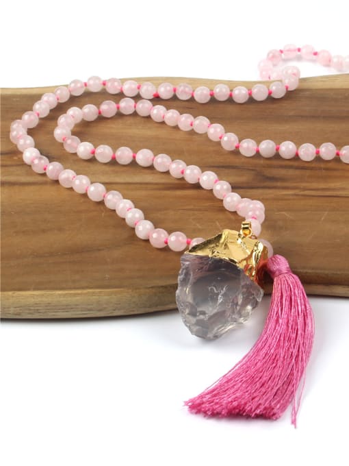 HN1920-C Natural Stones Tassel Pendant Fashion Necklace