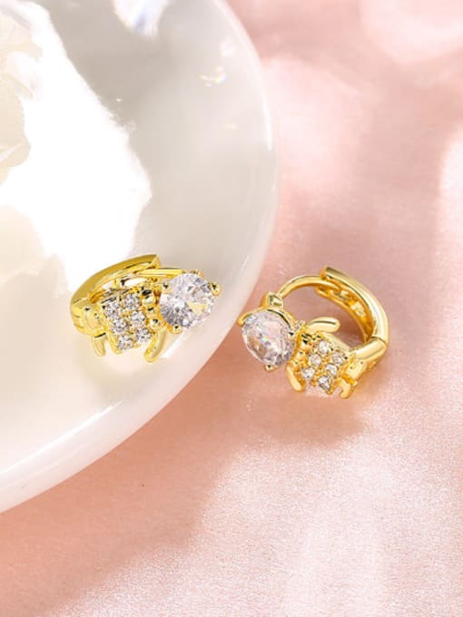 OUXI Fashion Cartoon Robot Zircon Earrings 2