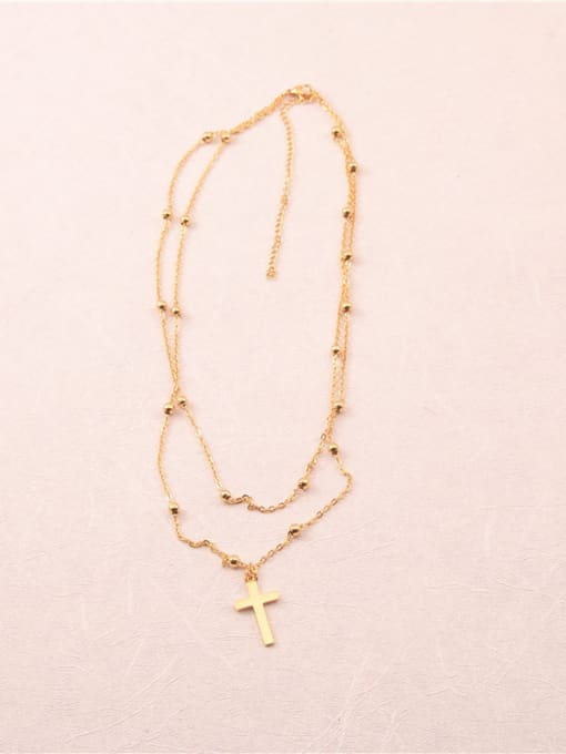 GROSE Titanium With Gold Plated Vintage Cross Multi Strand Necklaces 2