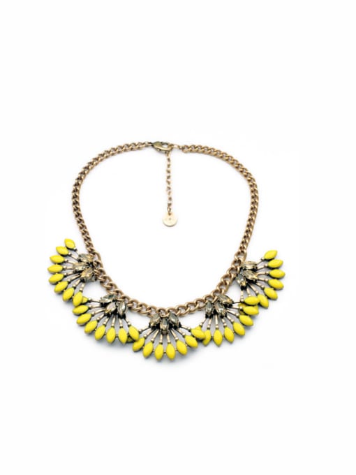 Yellow Fan-shaped Personality Alloy Necklace