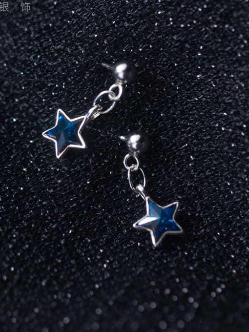 Rosh Sterling silver minimalist fashion blue star earrings 0