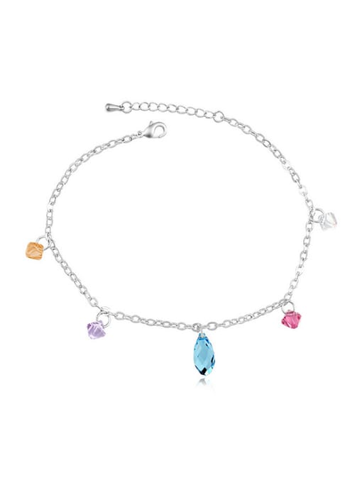 2 Simple Colorful austrian Crystals Alloy Anklet