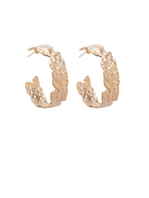 A gold Alloy With Gold Plated Simplistic Round Hoop Earrings