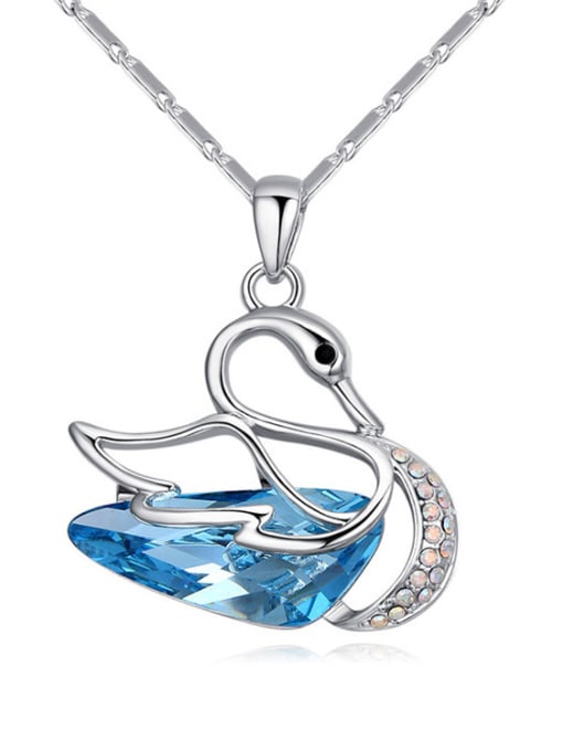 QIANZI Exquisite Shiny austrian Crystal Swan Alloy Necklace 3