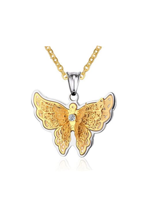CONG Trendy Gold Plated Butterfly Shaped Rhinestone Pendant 0