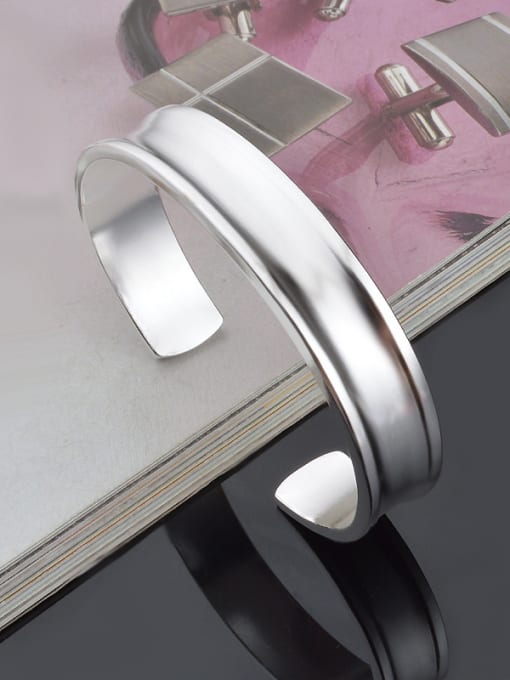 Ya Heng Simple Smooth Copper Silver Plated Opening Bangle 1