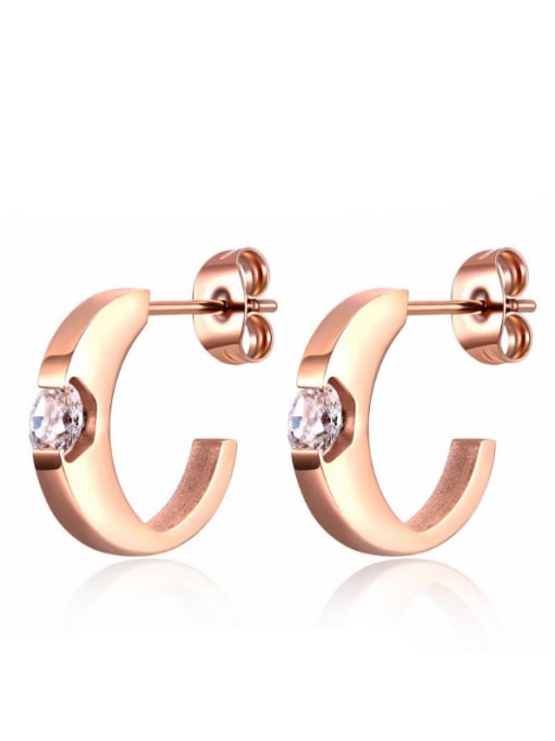 rose gold Stainless Steel With Rose Gold Plated Delicate Geometric Stud Earrings
