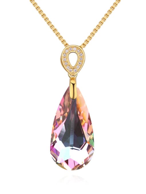purple Shiny Water Drop austrian Crystal Pendant Necklace