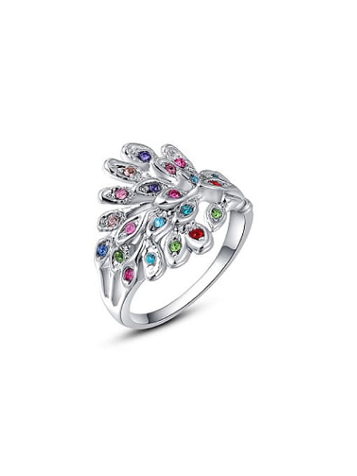 Ronaldo Exquisite Colorful Peacock Shaped Austria Crystal Ring 0