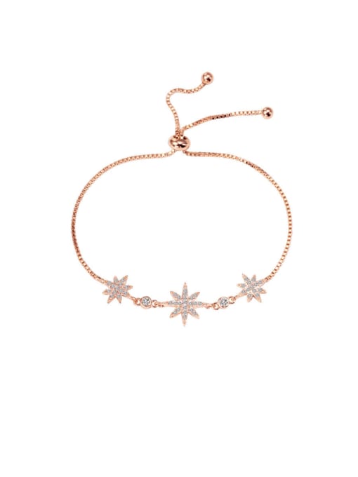 Rose Gold Copper With Cubic Zirconia Fashion Eight-Pointed Star Adjustable Bracelets