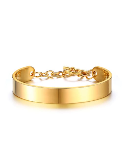 CONG Personality Gold Plated High Polished Titanium Bangle