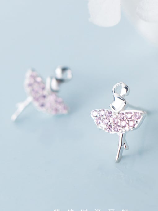 Rosh 925 Sterling Silver With Silver Plated Cute Ballet girl Stud Earrings 1