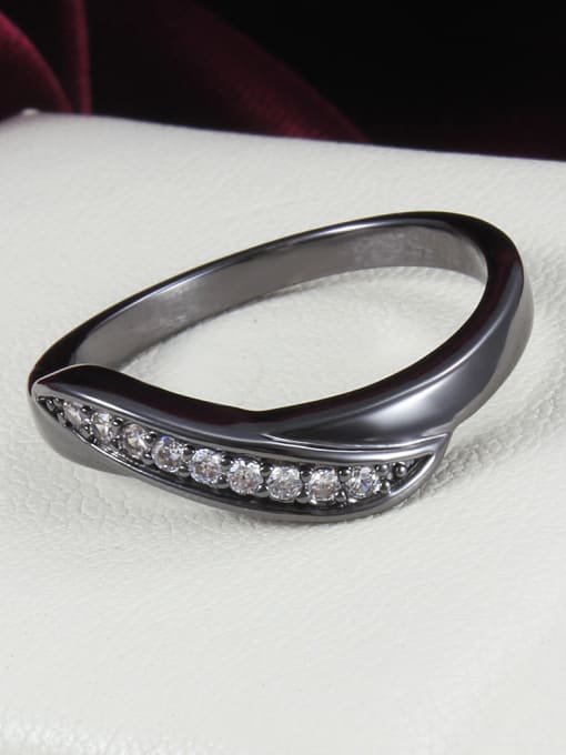 SANTIAGO Exquisite Black Gun Plated Copper Zircon Ring 1
