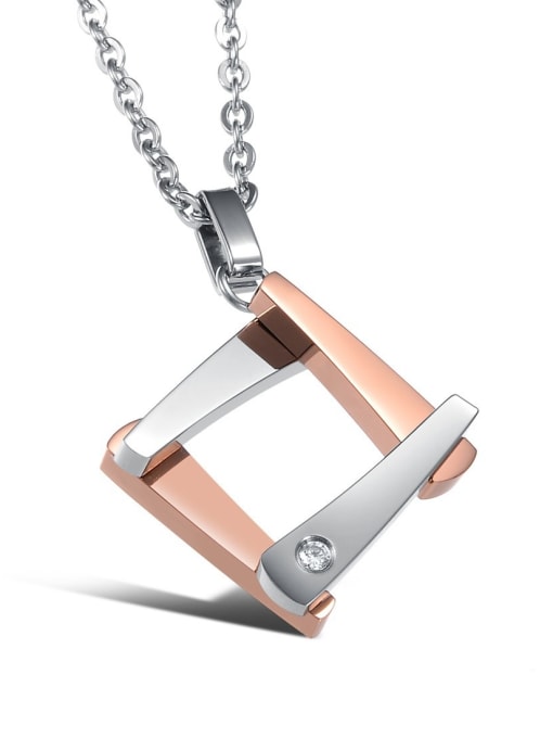 rose gold Fashion Hollow Square Titanium Plating Lovers Necklace