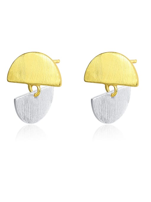 CCUI 925 Sterling Silver With Glossy  Simplistic asymmetry Irregular Stud Earrings
