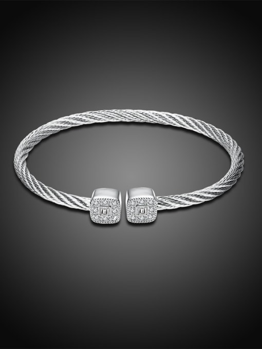 Platinum Exquisite Square Shaped Twisted Rope Bangle