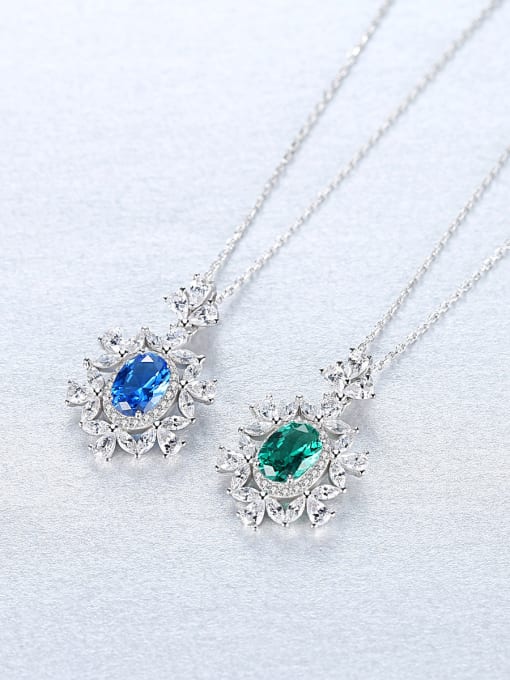 CCUI 925 Sterling Silver With Cubic Zirconia Luxury Flower Necklaces 2