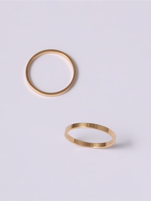 GROSE Titanium With Gold Plated Simplistic  Smooth Round Band Rings 1