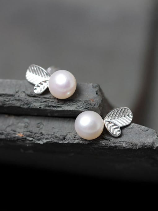 SILVER MI Freshwater Pearls S925 Silver Stud Earrings 1